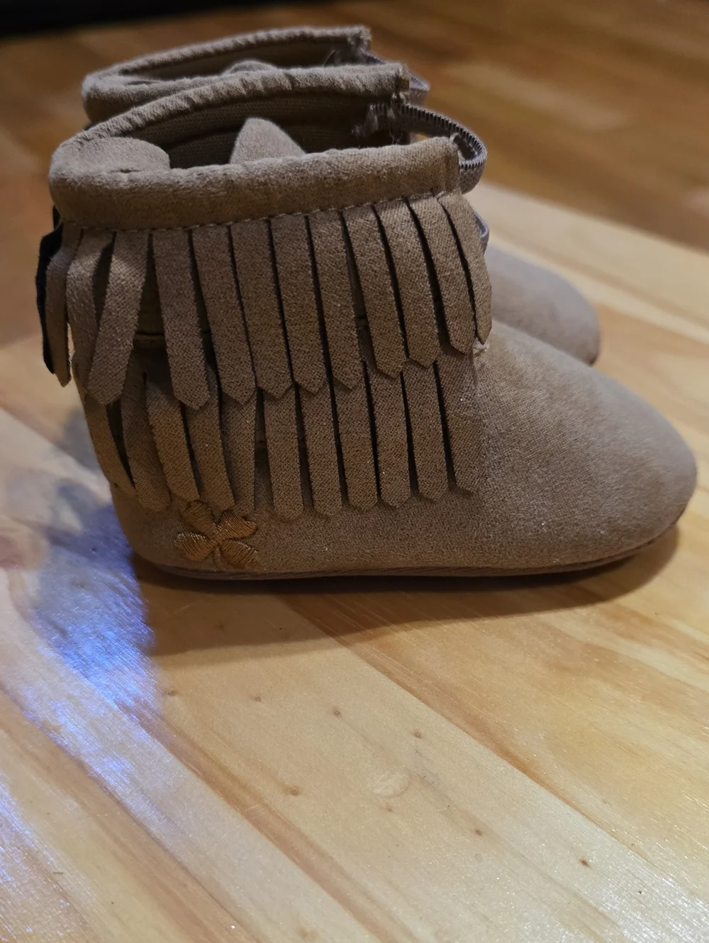 Lucky Brand Baby Fringe Moccasin Boots - Taupe Size 3
